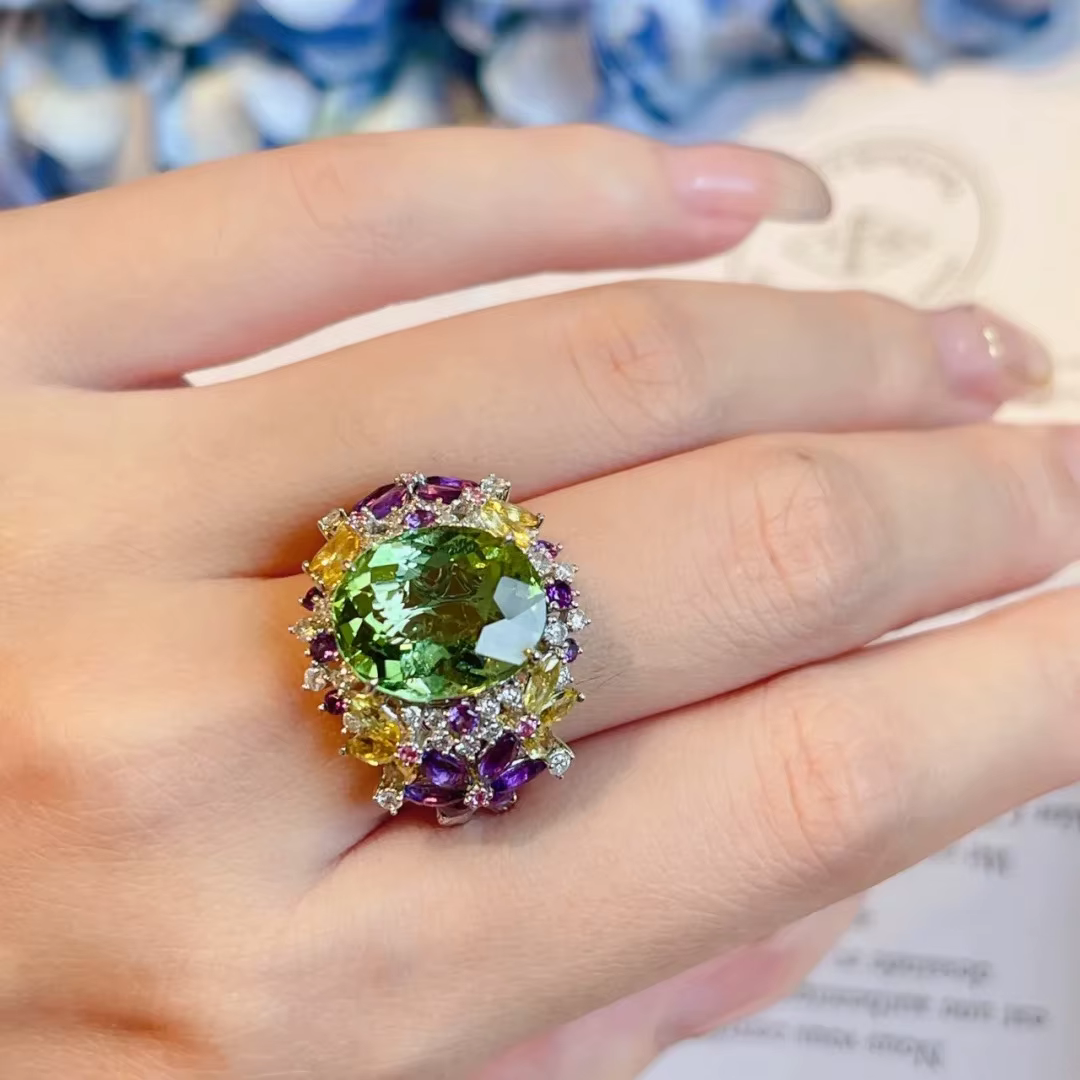 Bague réglable en argent Sterling 925 avec pierres précieuses colorées style bohémien, anneau ouvert