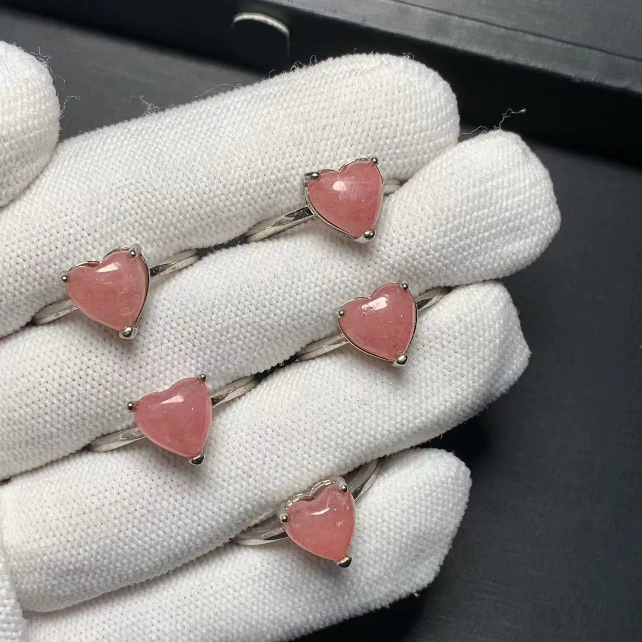 Bague en Rhodochrosite naturelle en forme de cœur, réglable, bijoux pour femmes, cadeau, vente en gr