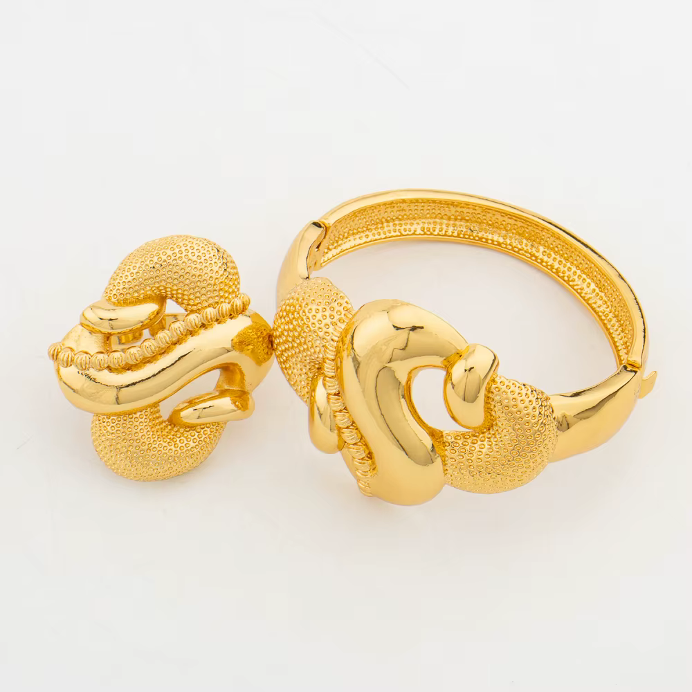 Ensemble de bijoux couleur or dubaï pour femmes, grande taille, pendentif fleur, collier et boucles