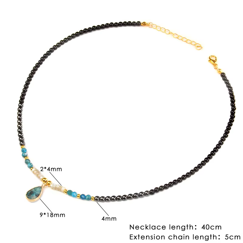 Collier de perles d'espacement en pierre de lave naturelle pour hommes et femmes, colliers de plage,