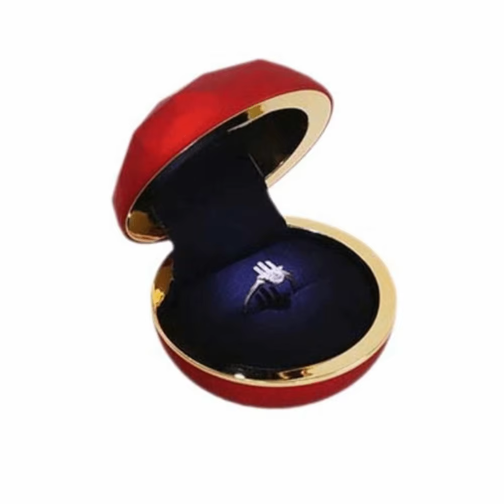Boîte de présentation de luxe pour bagues LED, décoration romantique, boîtes de fiançailles, rangeme
