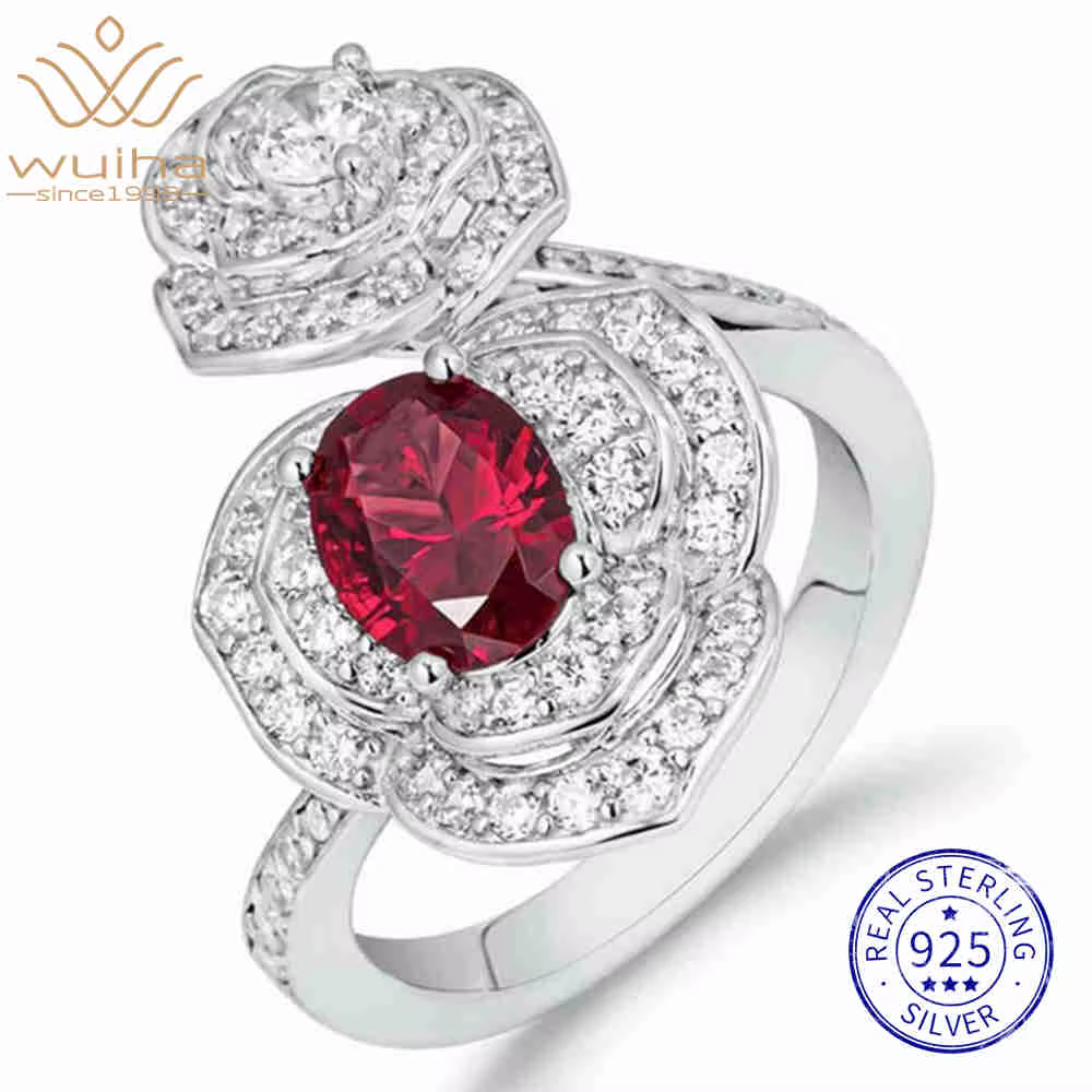 WUIHA Vintage 925 en argent Sterling laboratoire saphir rubis diamants à haute teneur en carbone pie