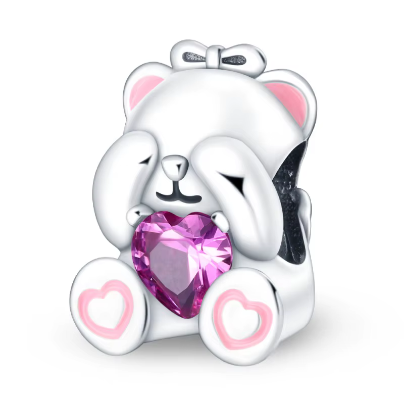 Breloques en forme de petit ours en argent Sterling 925 pour femmes, adaptées aux bracelets originau