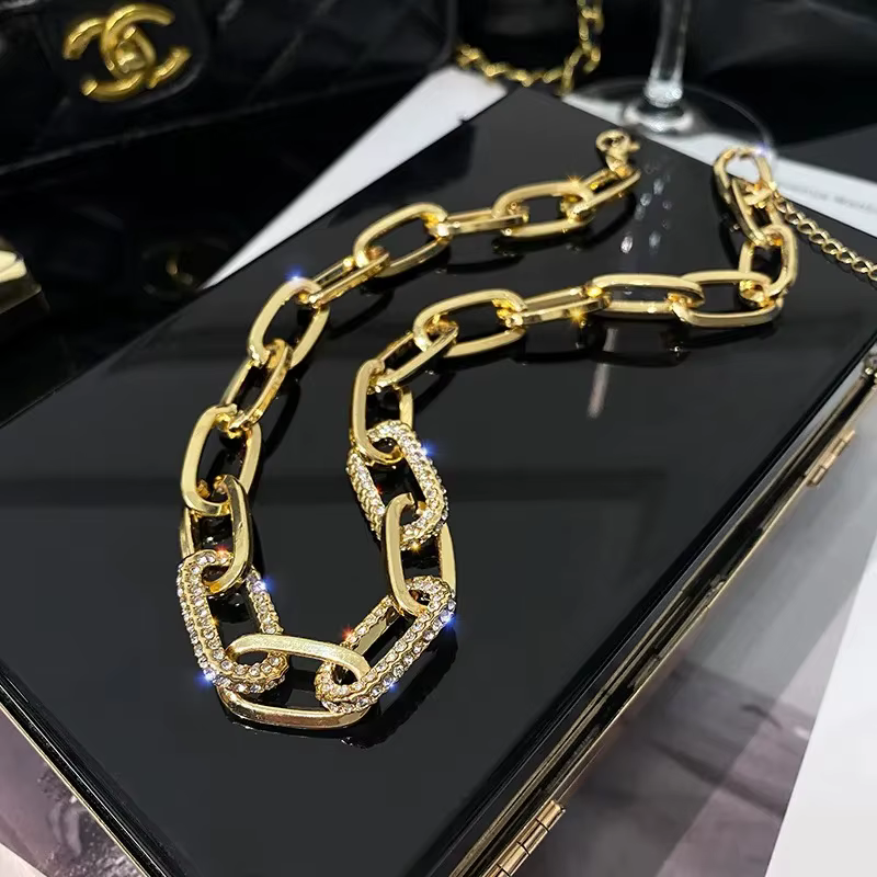 Collier chaîne épaisse exagérée pour femmes, tendance 20225, Hip Hop, métal, Micro zircone, alliage 
