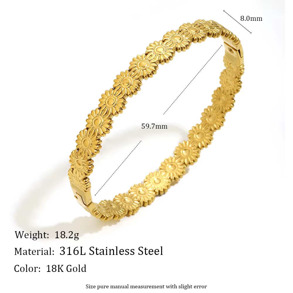E.B.belle – bracelet marguerite en acier inoxydable pour femmes, plaqué or 18 carats, étanche, uniqu