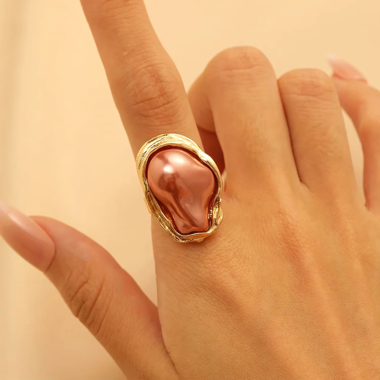Bague d'ouverture Chic en Imitation de perles baroques pour femmes, bijoux à la mode, accessoires mi