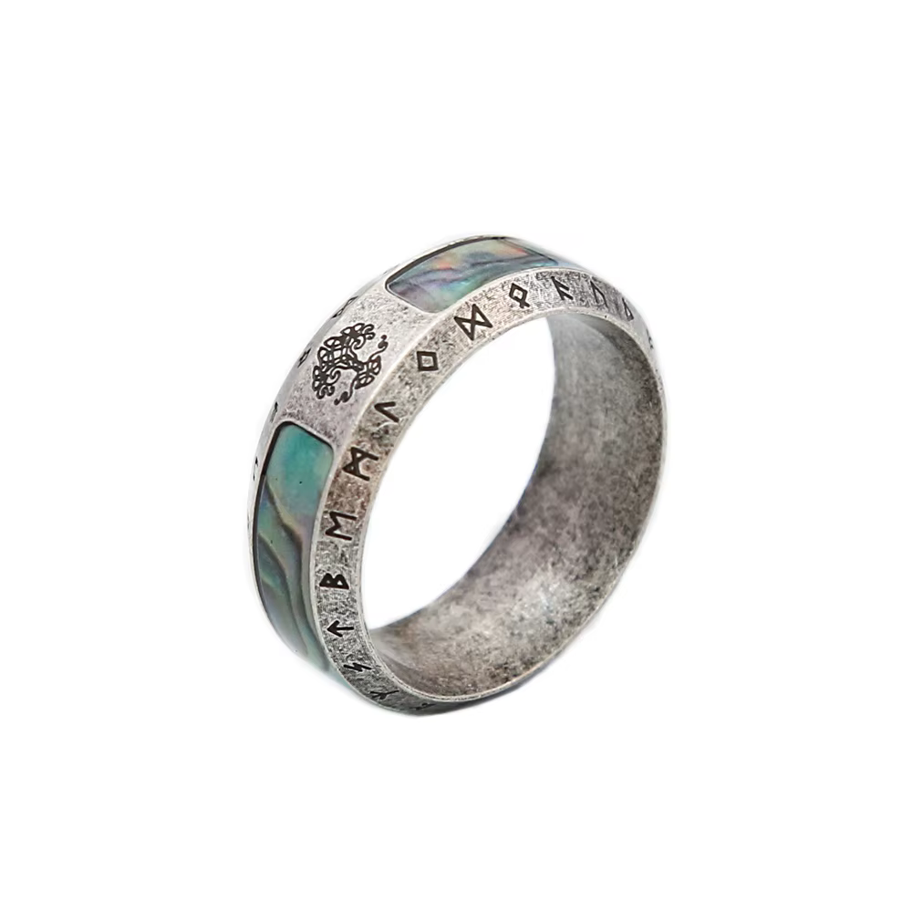 Bague arbre de vie vintage pour hommes et femmes, acier inoxydable, rune nordique, amulette simple, 