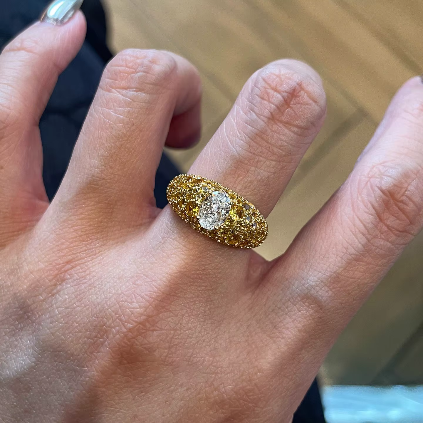 Bagues Vintage ovales en forme d'œuf ajouré pour femmes, anneau en diamant unique, style superposé e