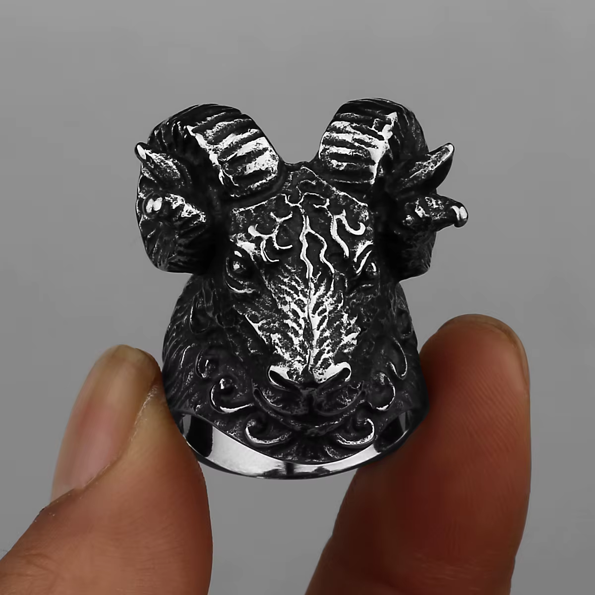 Bague tête de chèvre en acier inoxydable pour hommes, haute qualité, Punk Rock, personnalité mouton,