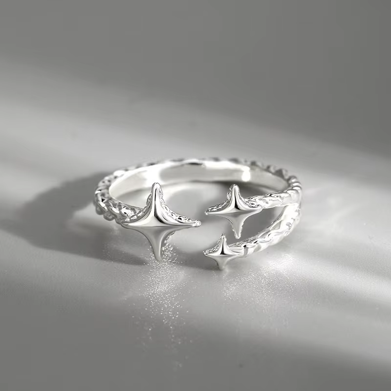 Bague Punk Double Croix Étoile pour Femme et Homme, Hip Hop, Gothique, Argent, Réglable, Ouvert, Y2K