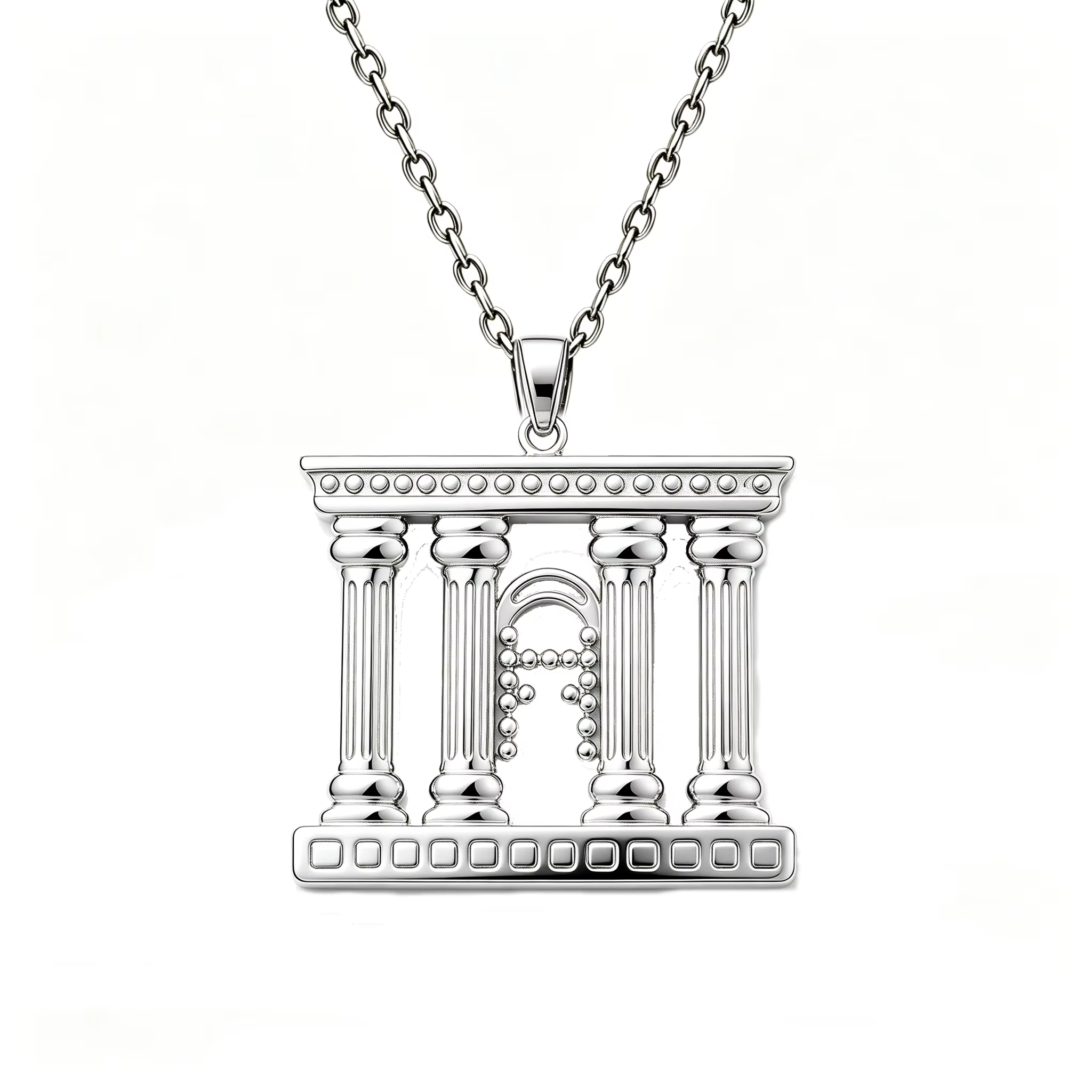 Collier pendentif Lucktune en acier inoxydable, motif Porte du Deuxième Temple de Jérusalem, Bar Kok