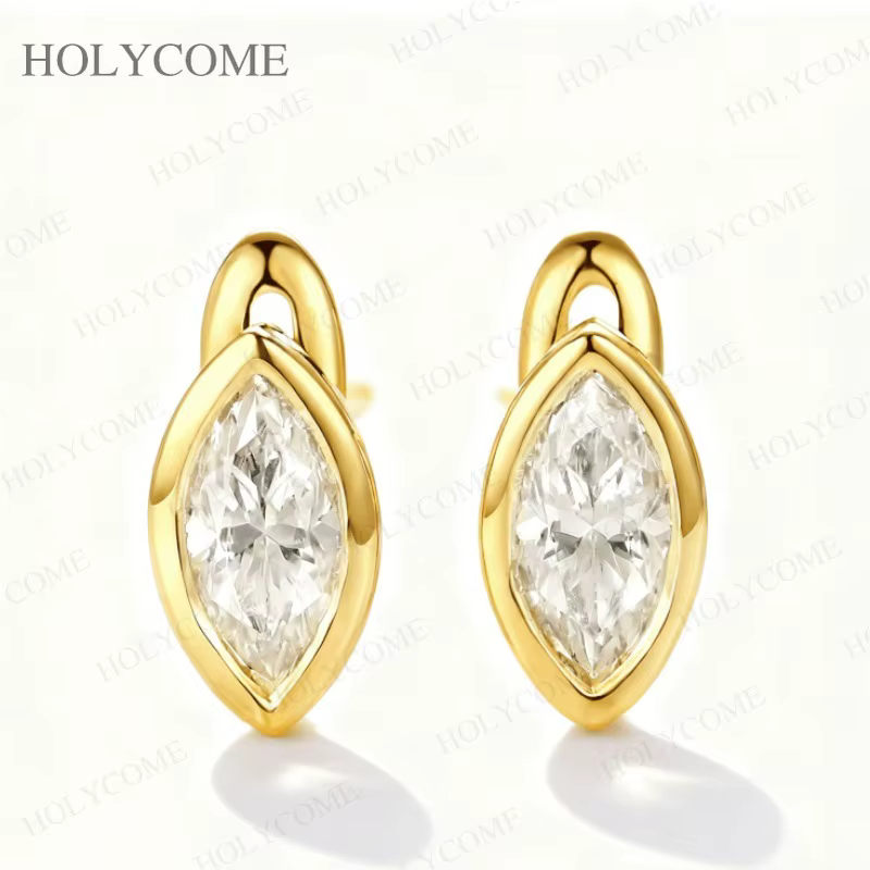 Boucles d'oreilles Marquise Moissanite S925/10K/14K, laboratoire de culture Columbia rubis VVS1 pour