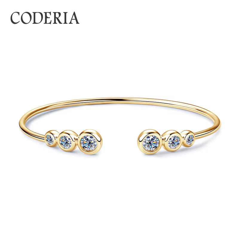 Bracelet Moissanite en Argent Sterling 1.8 Plaqué Or 18K, Bijoux de Luxe, 925 Carats D Document