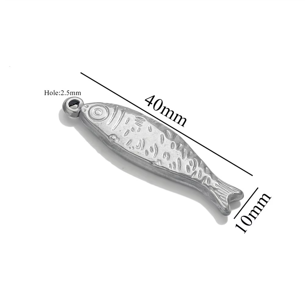 Breloques en forme de poisson en acier inoxydable, plaqué or 18 carats, accessoires de fabrication d