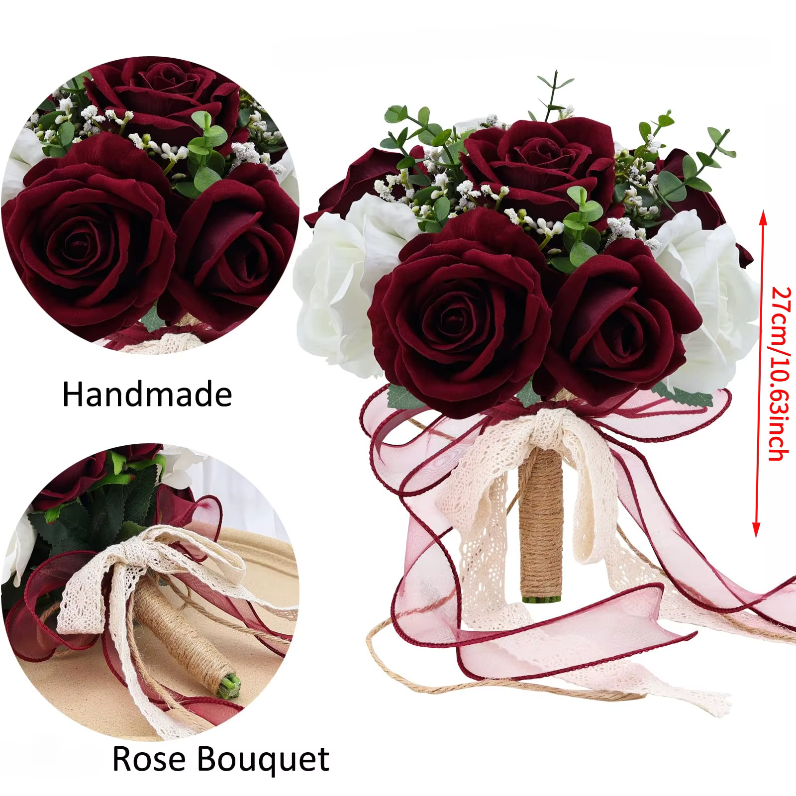 Bouquets de mariage pour la mariée et les demoiselles d'honneur, roses artificielles blanches, bleue