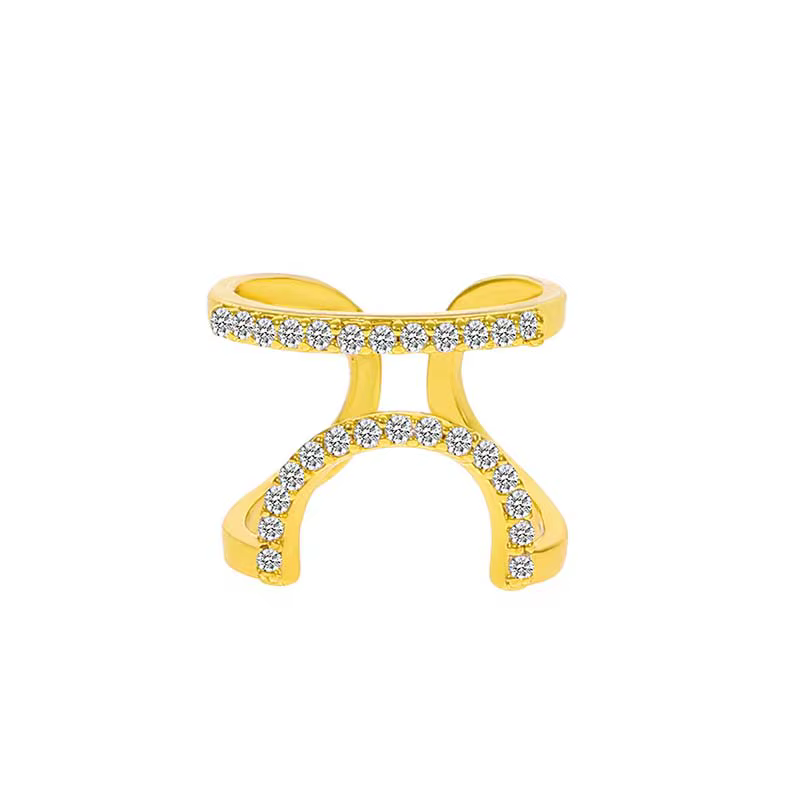 Anneau à ongles géométrique ouvert et réglable, mode coréenne, strass, bagues du bout des doigts pou