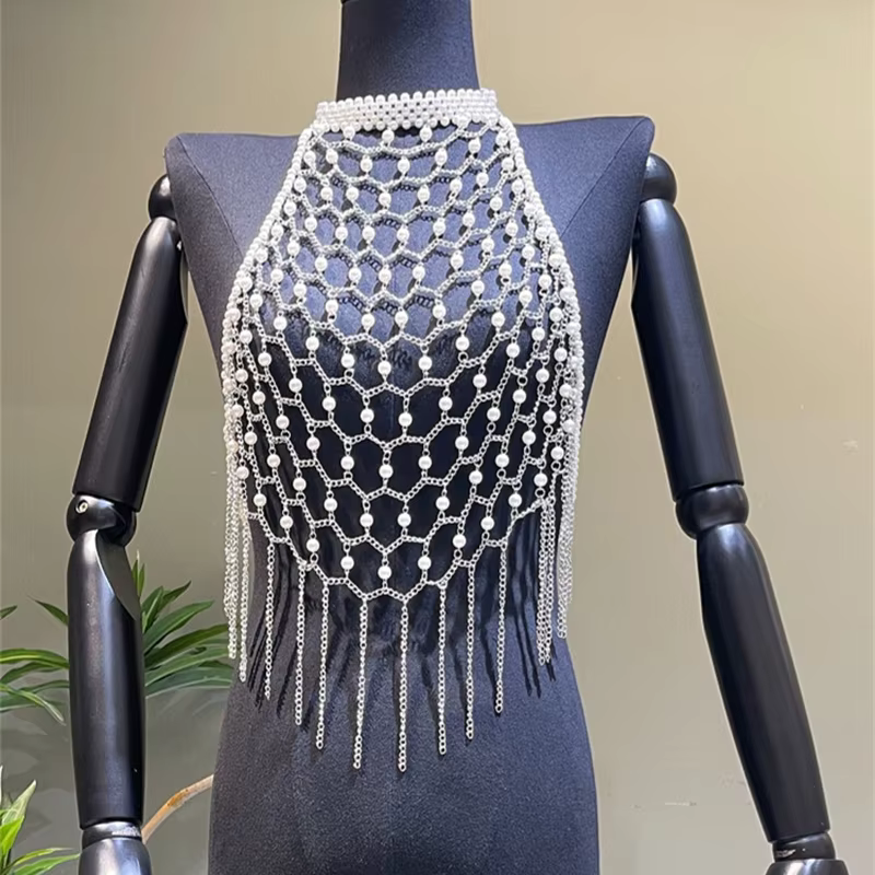 Chaîne de corps en perles Sexy, vêtements de boîte de nuit, accessoires de Bar de fête, beaux vêteme