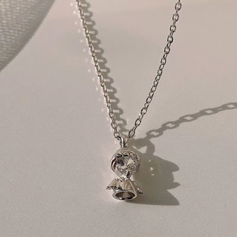 ANENJERY-Collier pendentif ange document en argent pour femme, nouvelle mode, design mignon, bijoux 
