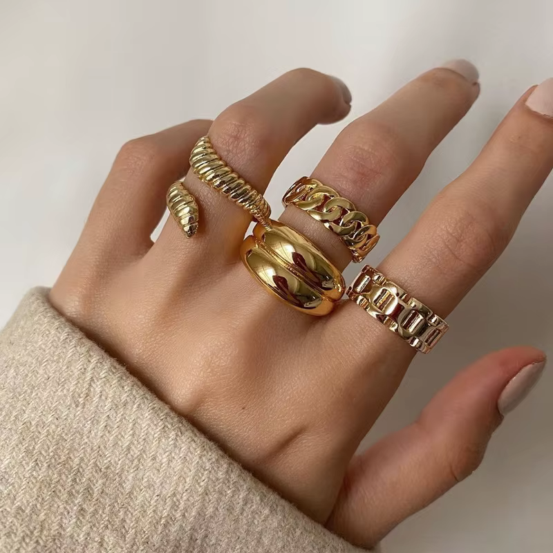 Ensemble de bagues de manchette géométriques couleur or pour femmes, bijoux en métal géométrique rég
