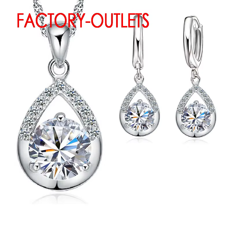 Ensemble de bijoux de mariée en argent Sterling 925, colliers romantiques en cristal, goutte d'eau,