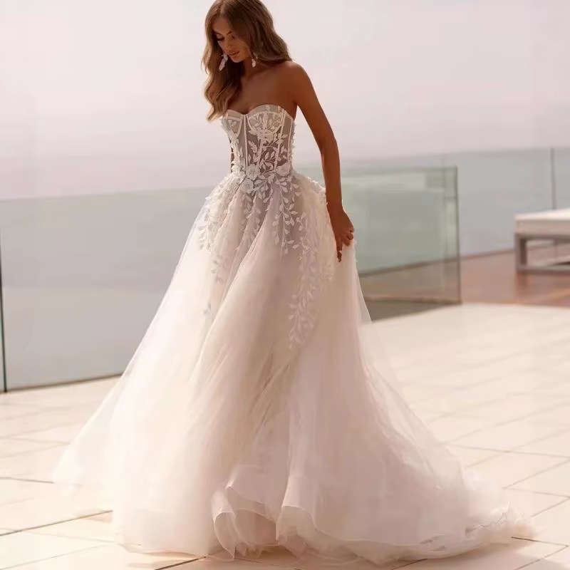 Robe de mariée en forme de cœur 2026, nouvelle collection, simple, en gaze douce, dentelle transpare