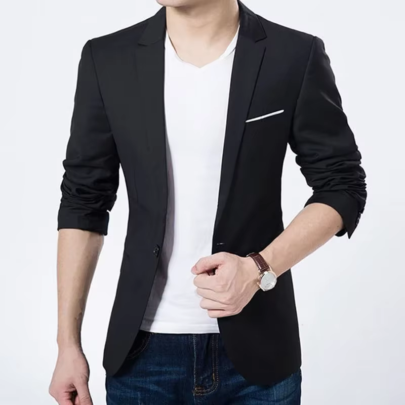 Veste de costume pour homme, formelle et décontractée, en mélange de coton, pour affaires, à un bout