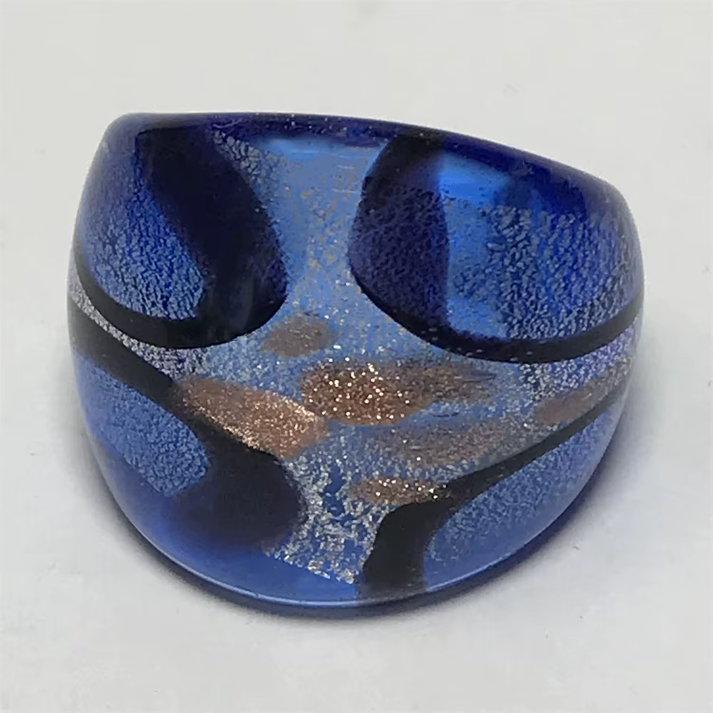 Bagues en verre de Murano pour femmes, style à rayures faites à la main, matiques transparentes, cad