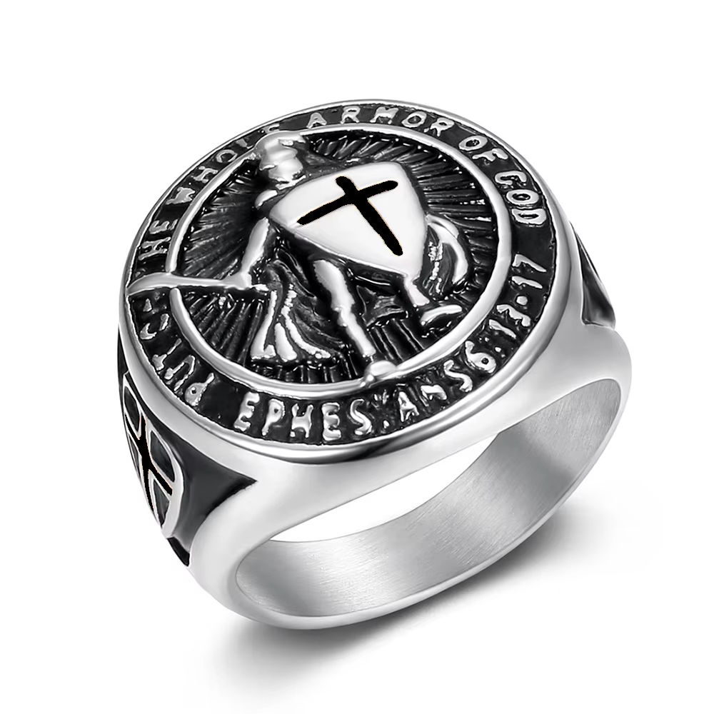 Bague croisée rétro pour hommes, dominateur templier maçonnique en acier inoxydable, amulette Punk g