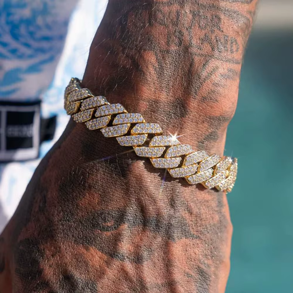 Bracelet cubain pour homme 2026 BulingBuling, entièrement serti de diamants - Bijou luxueux et étinc
