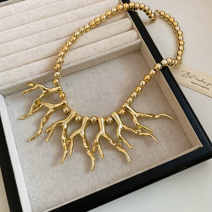 Collier de corail perlé exagéré, pendentif multicouche bohème, bijoux colorés style océan, ras-de-co