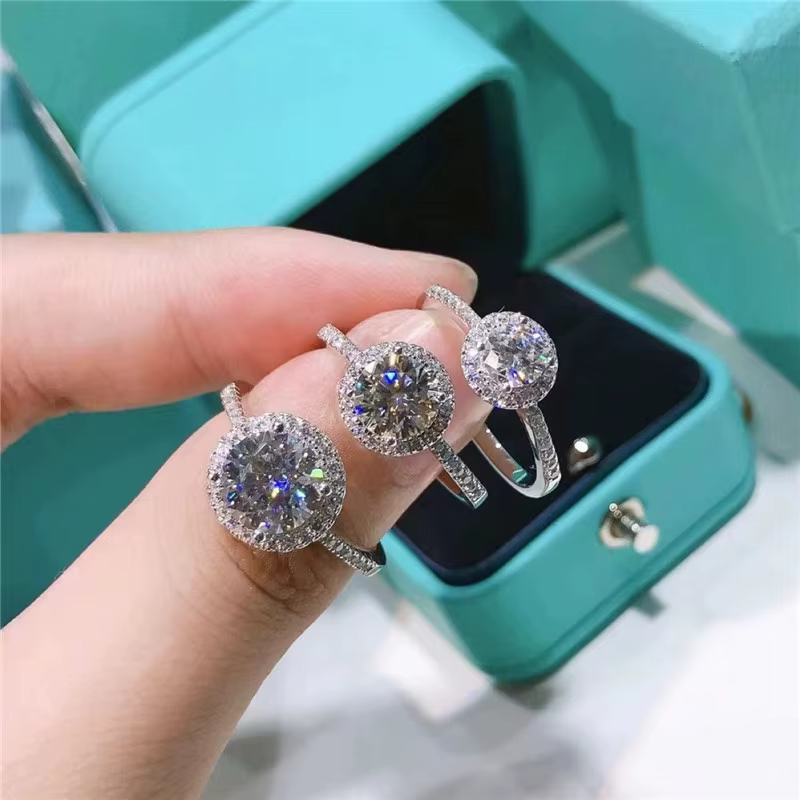 0.5-3 Carat D couleur Moissanite VVS1 excellente coupe 925 bague de mariage en argent Sterling pour 