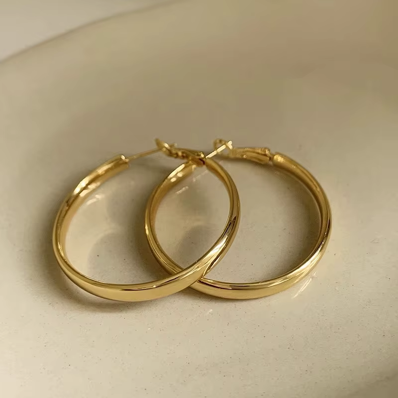 Grandes boucles d'oreilles plates à la mode pour femmes, grand cercle géométrique, cercle exagéré, S