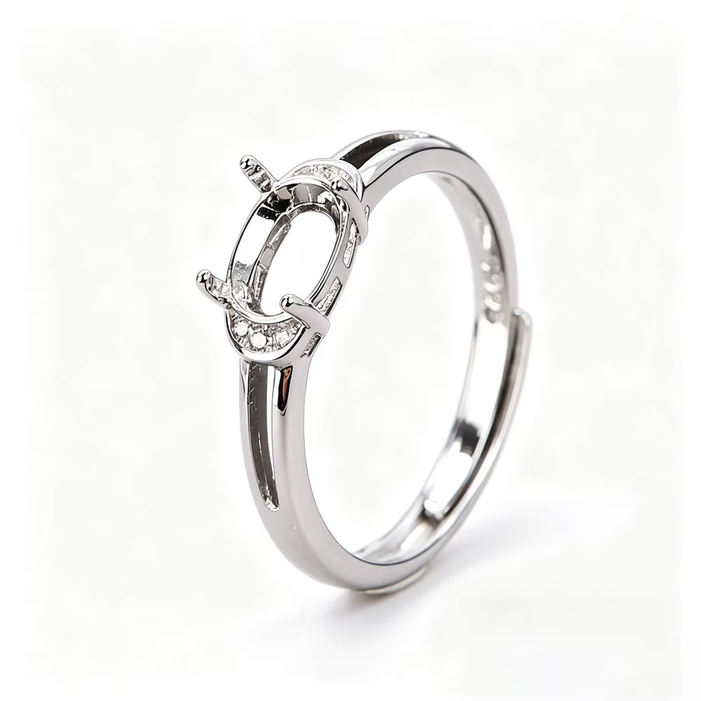 Base de bague en argent S925 pour pierre ovale 5x7mm, accessoires et composants pour la fabrication 