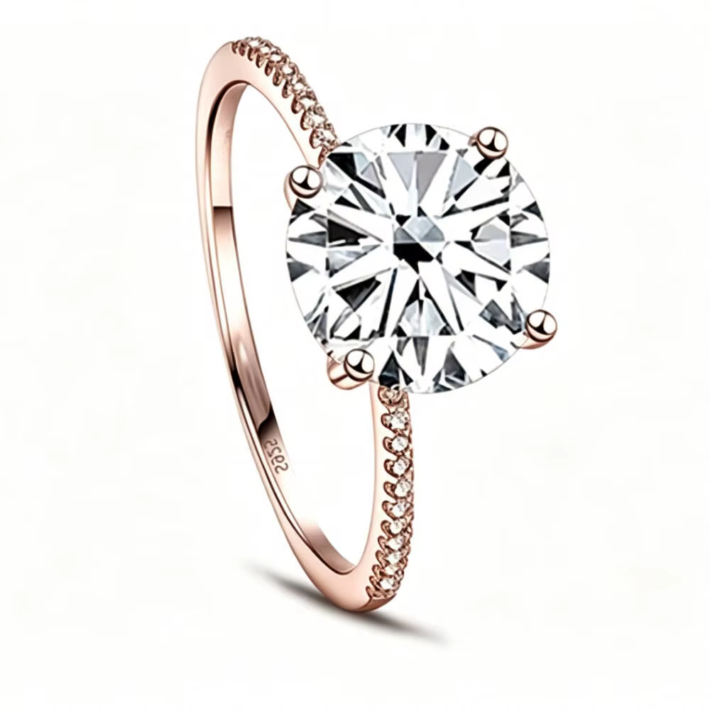 Bague fine en argent 925 avec moissanite multicolore taille ronde D VVS1, bijou de luxe multicolore 
