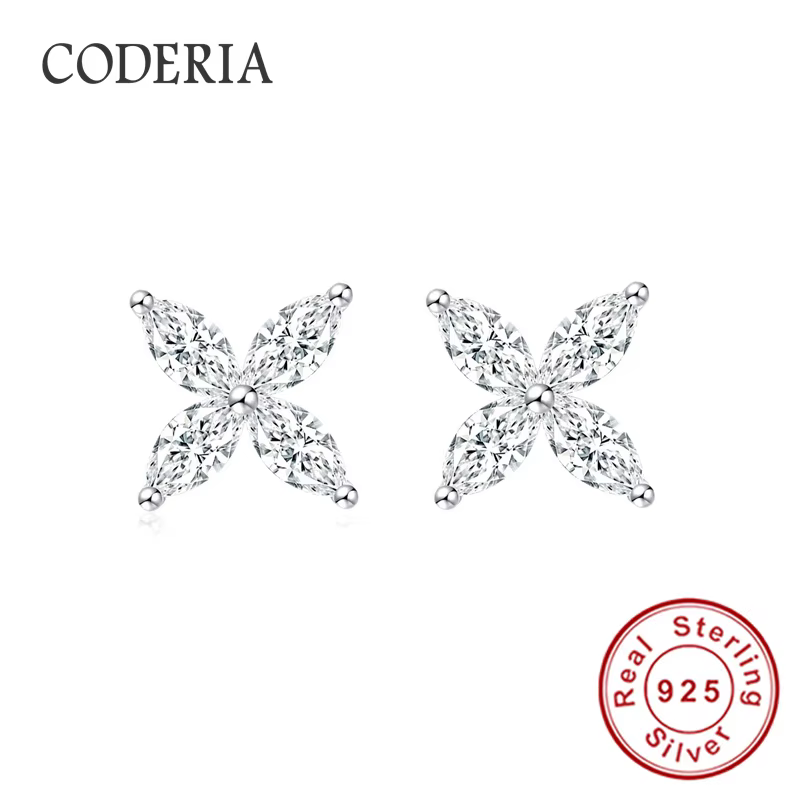 Boucles d'oreilles en moissanite taille marquise plaquées or blanc 18 carats pour femme, cadeau d'an