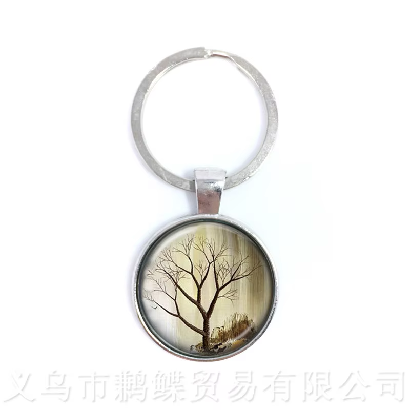 Porte-clés arbre de vie, Cabochon en verre, bijoux, accessoires, cadeau pour hommes et femmes