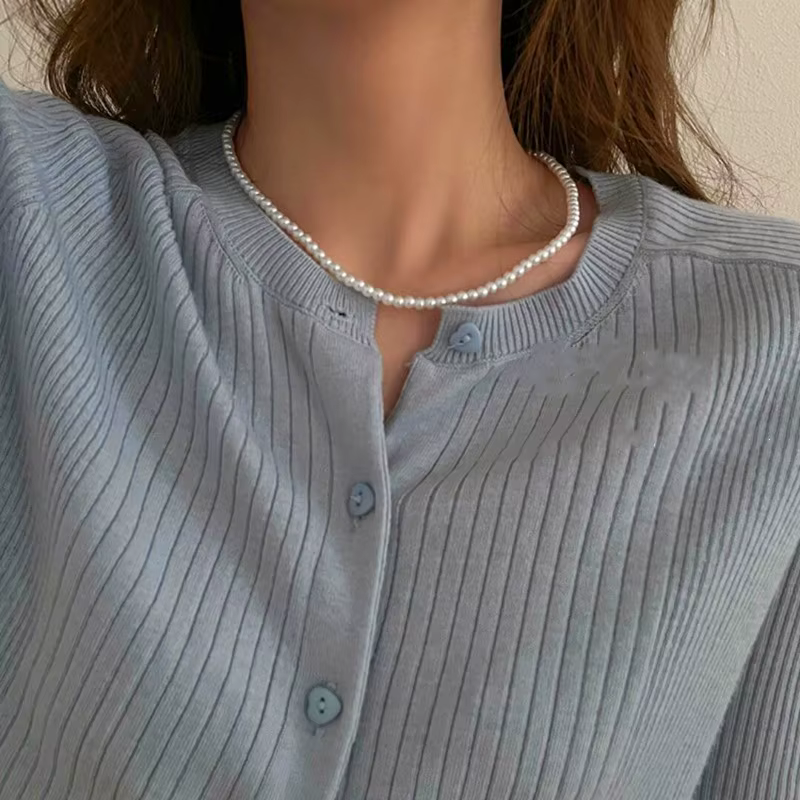 Collier Ras du Cou en Perles Blanches pour ixde Mariage, Long Ruban à la Mode, Bijoux Simples et Per