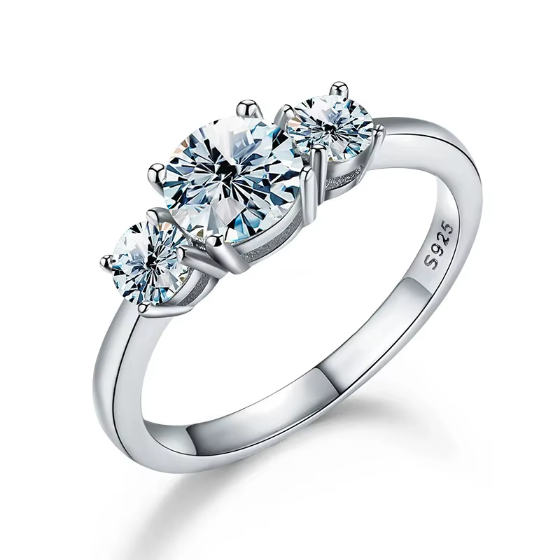 DWJ 1.6ct véritable Moissanite diamant bague ronde pour les femmes 925 en argent Sterling anniversai