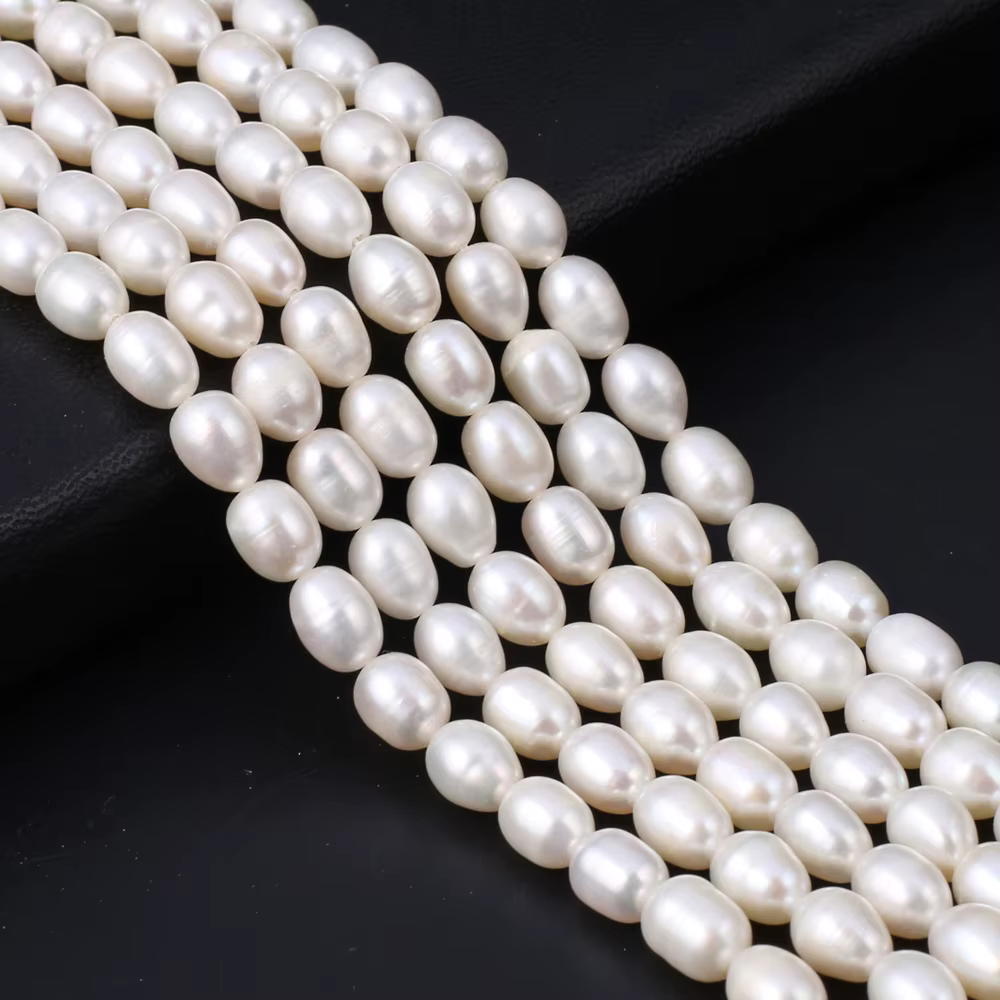 Perles de culture d'eau douce naturelles AA 6-7MM, perles amples en forme de riz pour la fabrication