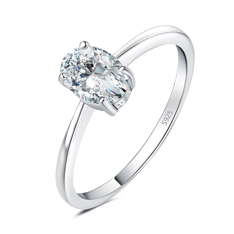 JewelpopPalace-Bague de Fiançailles et de Mariage en Argent Sterling 925, Bijou Fin Ovale Classique,