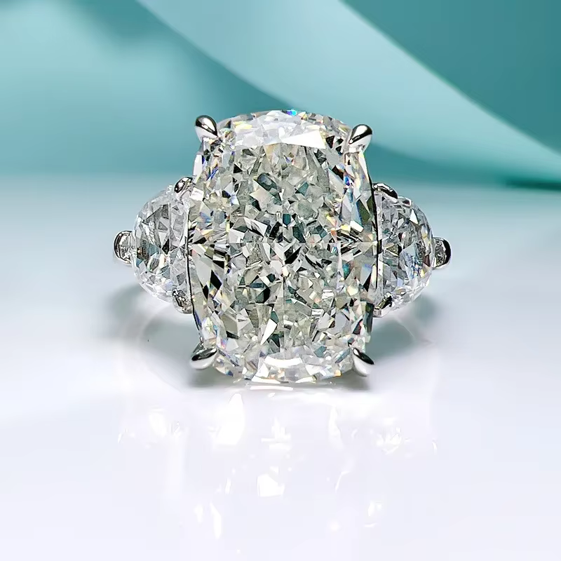 Bague en diamant à haute teneur en carbone, coupe coussin 5ct, en argent Sterling 100% véritable, ba