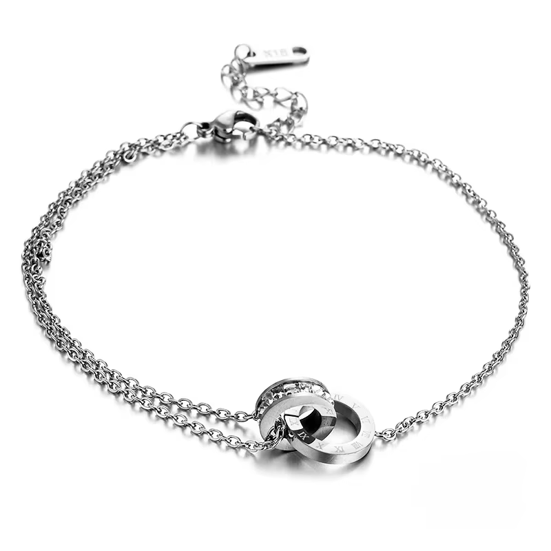 Bracelet à breloques classiques en Zircon pour femmes, chiffres romains, Double anneaux, croix, exqu