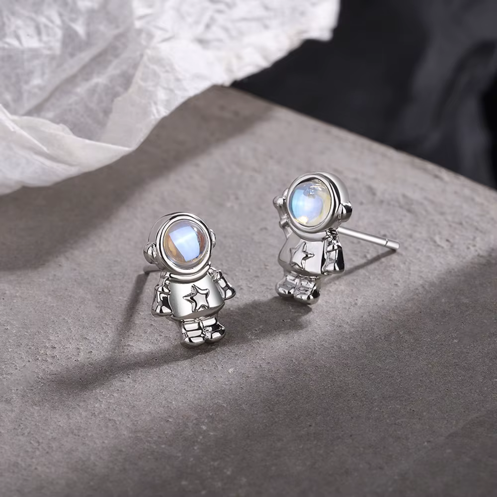 Boucles d'oreilles en argent Sterling 925 pour femmes, petites boucles d'oreilles en cristal astrona
