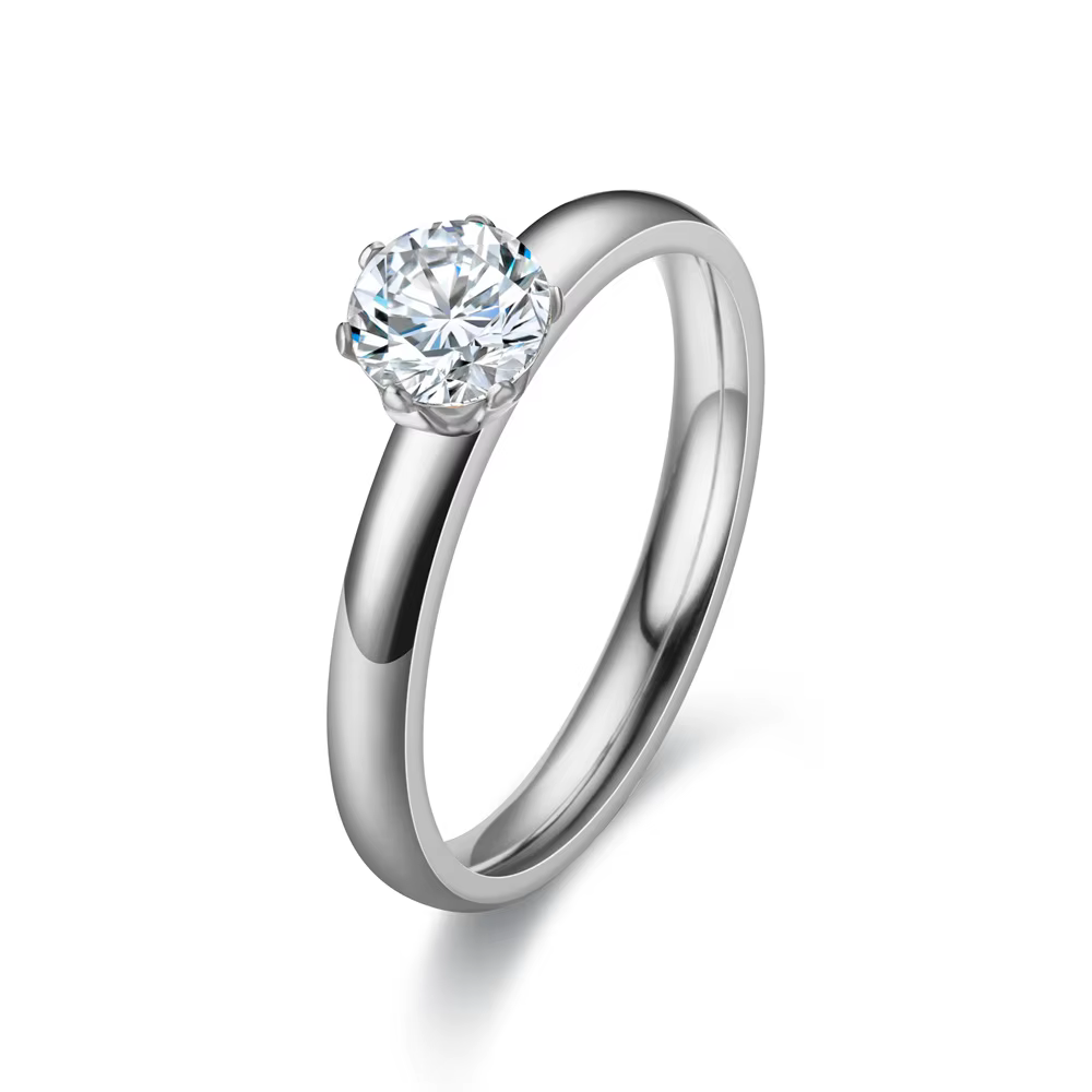 Bagues serties de diamants en acier inoxydable pour hommes et femmes, bague de fiançailles, bijoux d