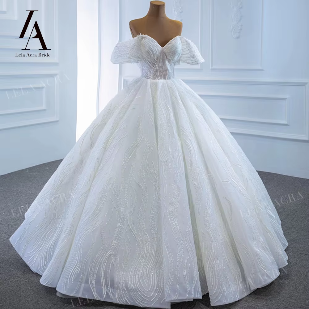 LelaAcra magnifique robe de mariée sans manches hors de l'épaule chérie princesse robe de mariée SH1