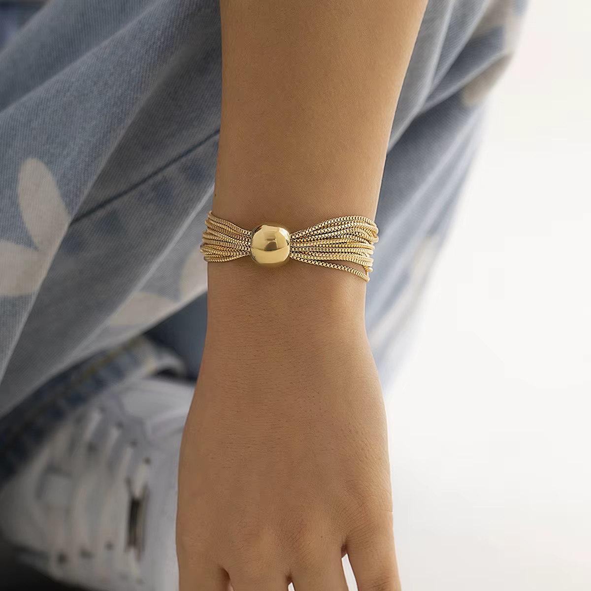 Collier pour Femme, Style Punk Exagéré, Couleur Or, Sphère Géométrique, Chaîne Maille Boîte Multicou