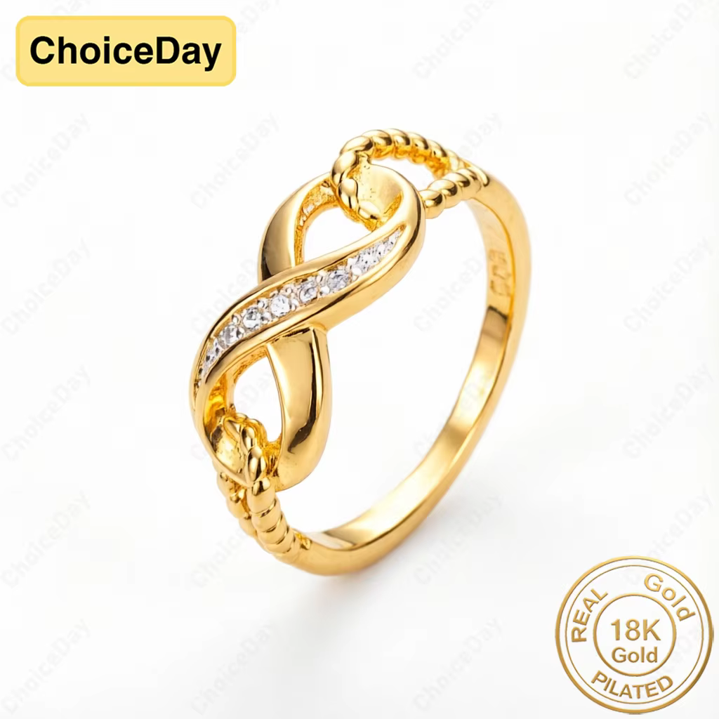 Bague élégante en or plaqué 18 carats avec symbole de l'infini et zircon pour femme - Bijou élégant 