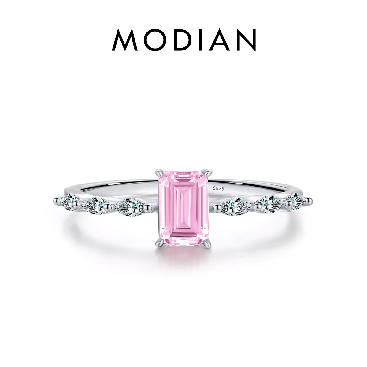 MODIAN – bague en argent Sterling 925 véritable, exquise, scintillante, taille émeraude, rose, jaune