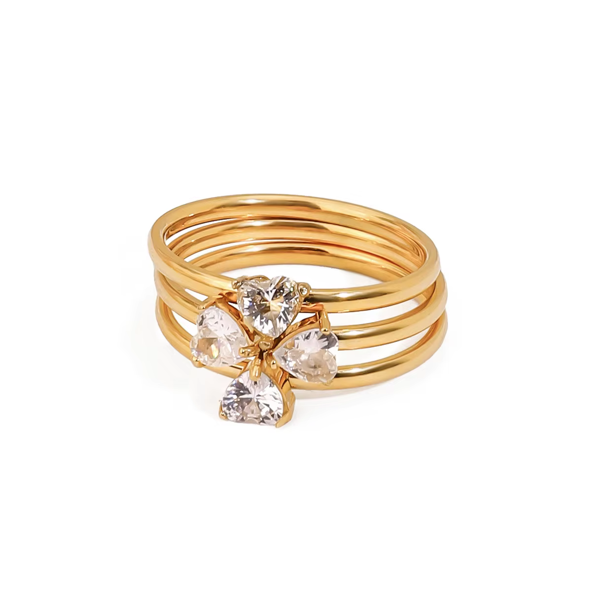 Yori – ensemble de 3 pièces, bague en forme de cœur en acier inoxydable de haute qualité, plaqué PVD