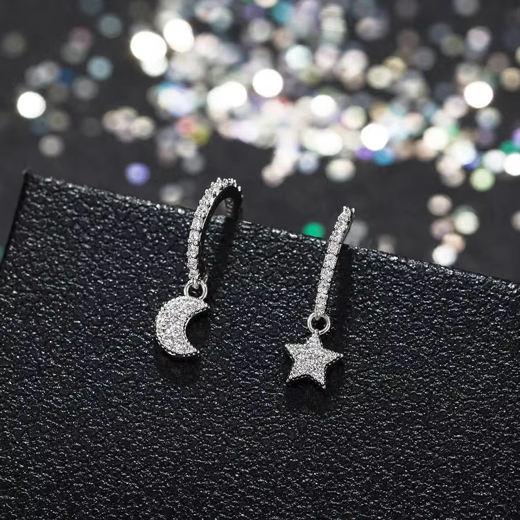 Boucles d'oreilles étoile en argent regardé 925 pour femme, bijoux de déclaration